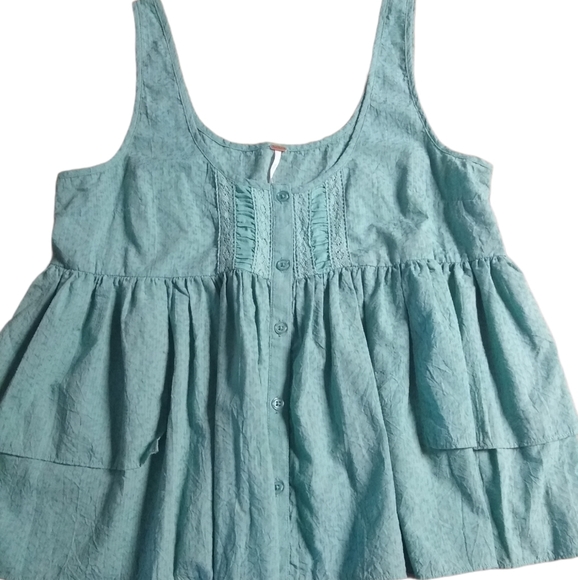 Free People Romance peplum tank teal size M - Picture 4 of 8